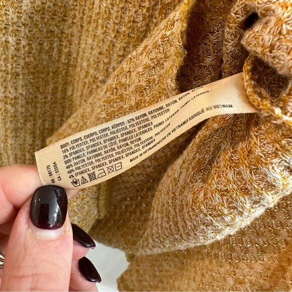 Anthropologie Saturday Sunday Wendy Waffle Knit Thermal Top Ruffle Wrap Back XS - Picture 7 of 11